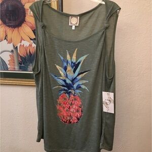 True Self Pineapple Graphic Tank Top